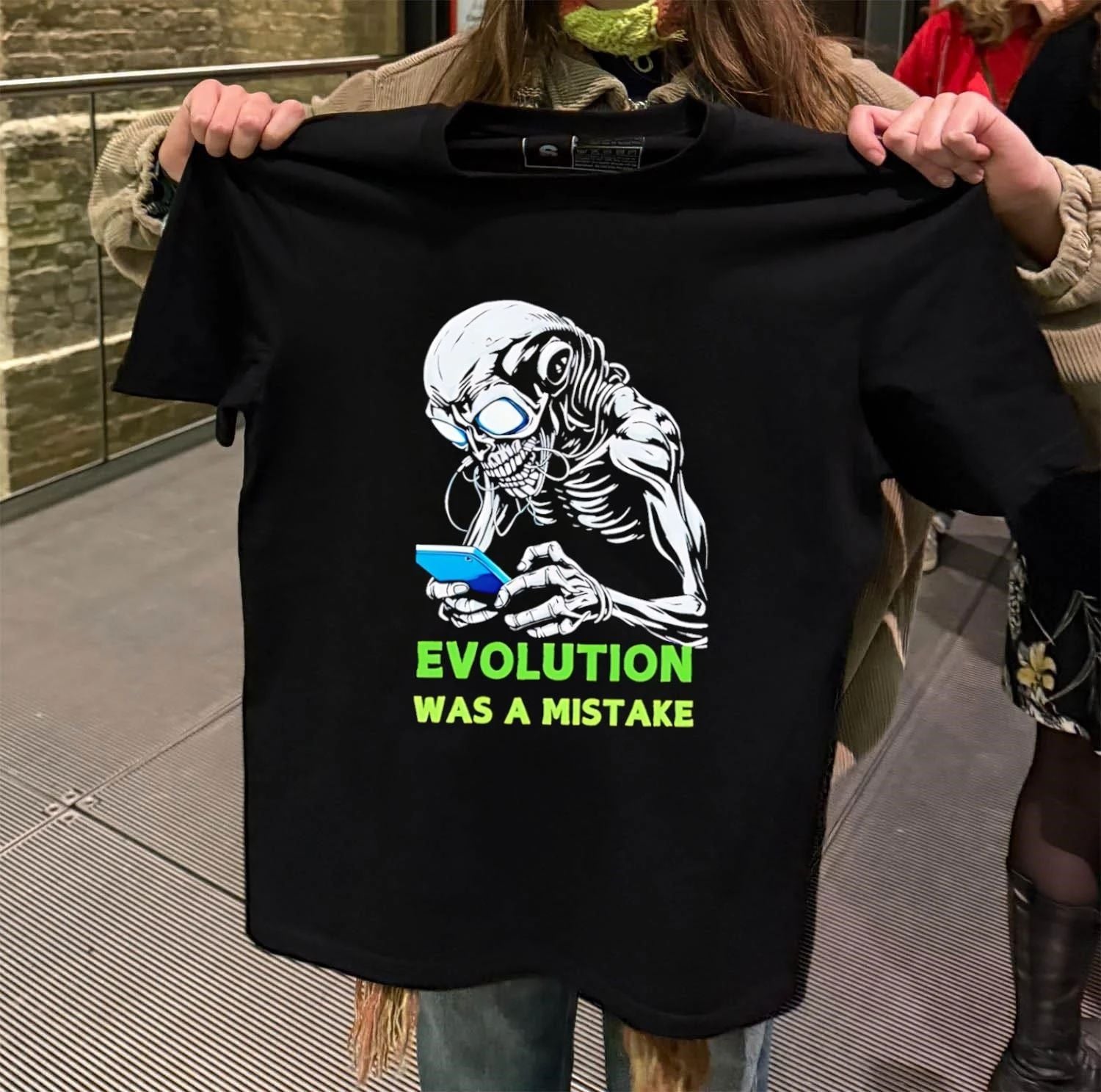 Evolution Was A Mistake Skeleton Zombie - Adult & Kids T-Shirts, Sweatshirts & Hoodies apparel design preview 2