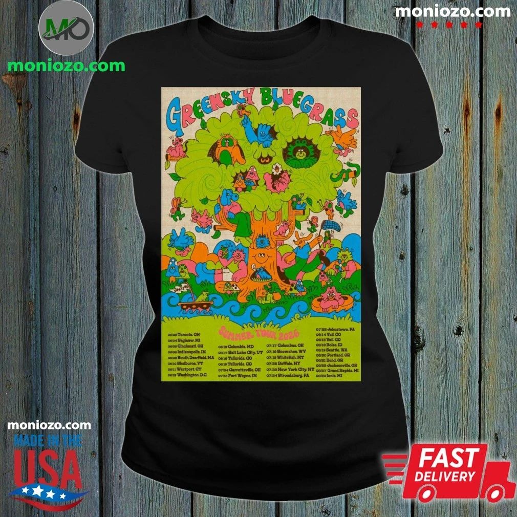 Original Greensky Bluegrass Summer Tour 2026 Poster - Adult & Kids T-Shirts, Sweatshirts & Hoodies apparel design preview 1