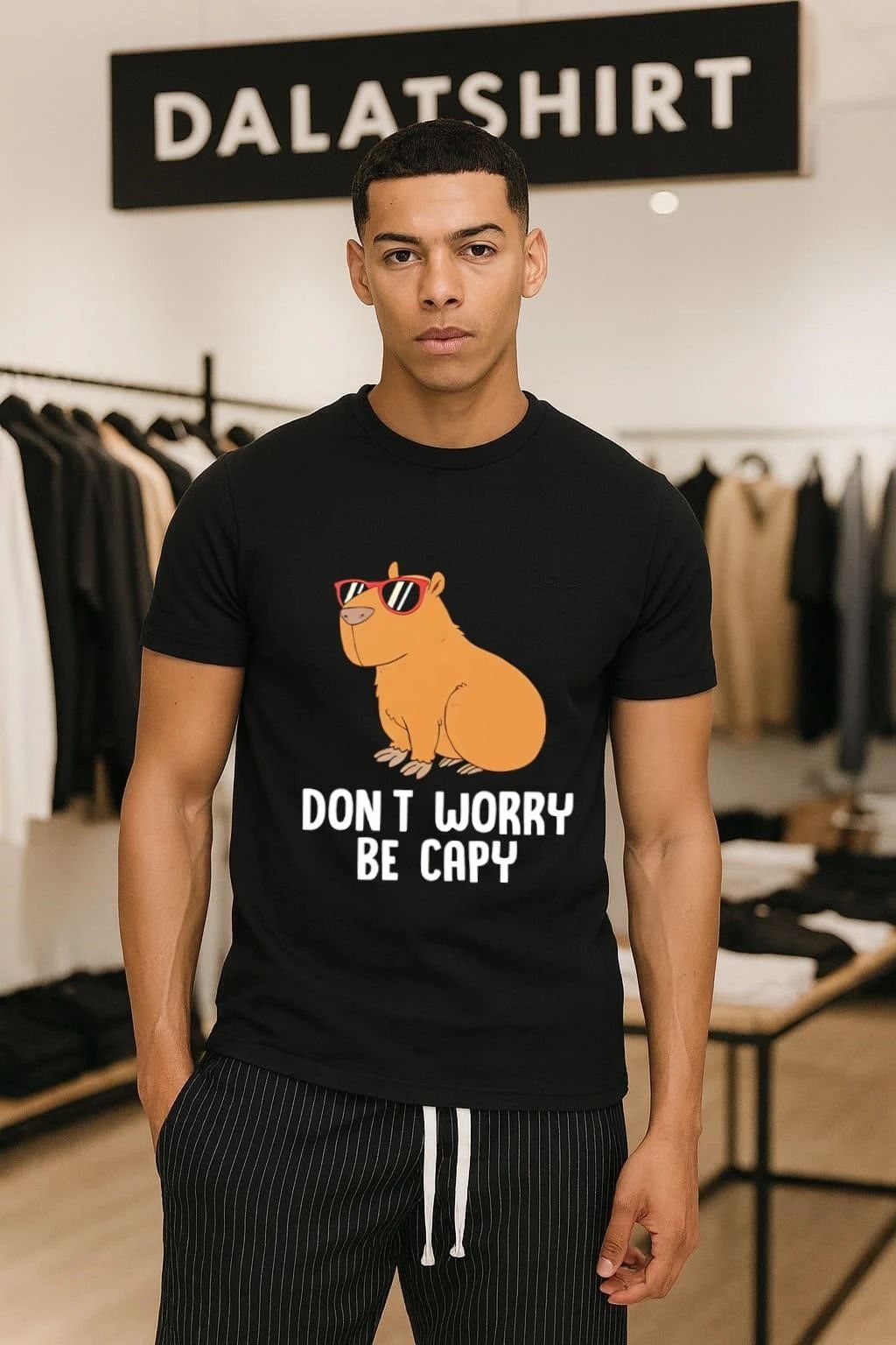 Don't Worry Be Capy cute - Adult & Kids T-Shirts, Sweatshirts & Hoodies apparel design preview 1