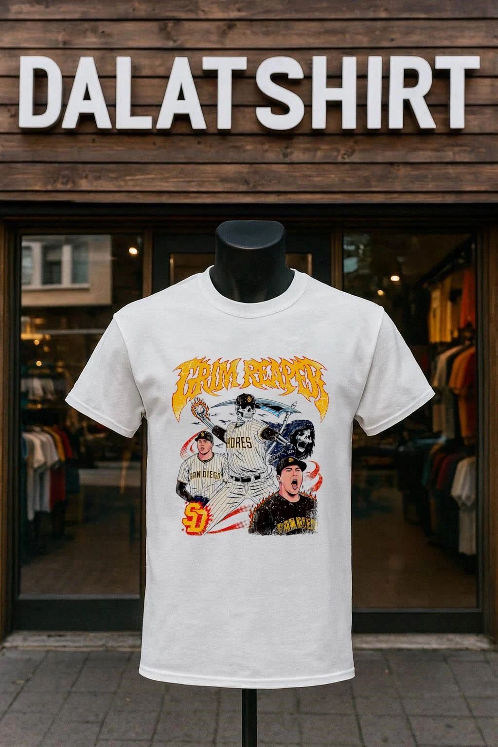San Diego Padres Grim Reaper Baseball Skeleton - Adult & Kids T-Shirts, Sweatshirts & Hoodies apparel design preview 1