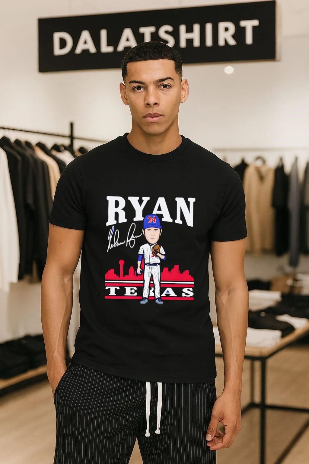 Nolan Ryan Texas Toon cartoon signature - Adult & Kids T-Shirts, Sweatshirts & Hoodies apparel design preview 1