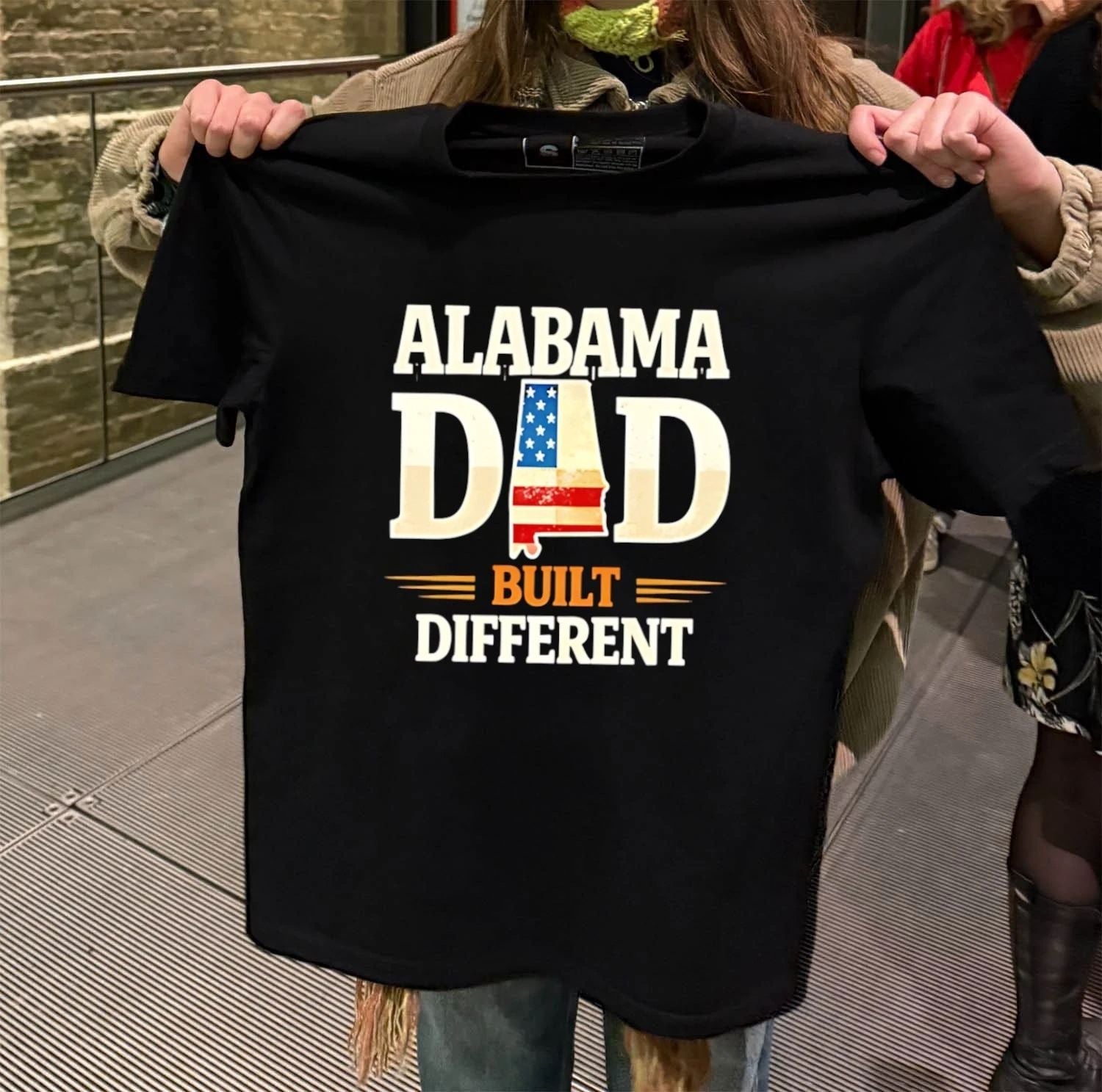 Alabama Dad Built Different Flag US Shape - Adult & Kids T-Shirts, Sweatshirts & Hoodies apparel design preview 2