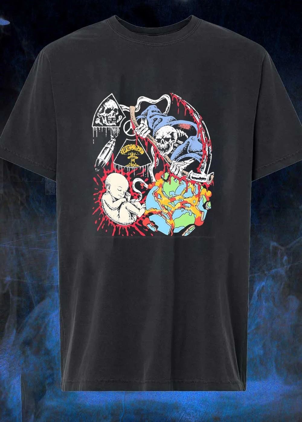 Grim Reaper Broken Earth Nuclear Anarchy Fetus - Adult & Kids T-Shirts, Sweatshirts & Hoodies apparel design preview 1