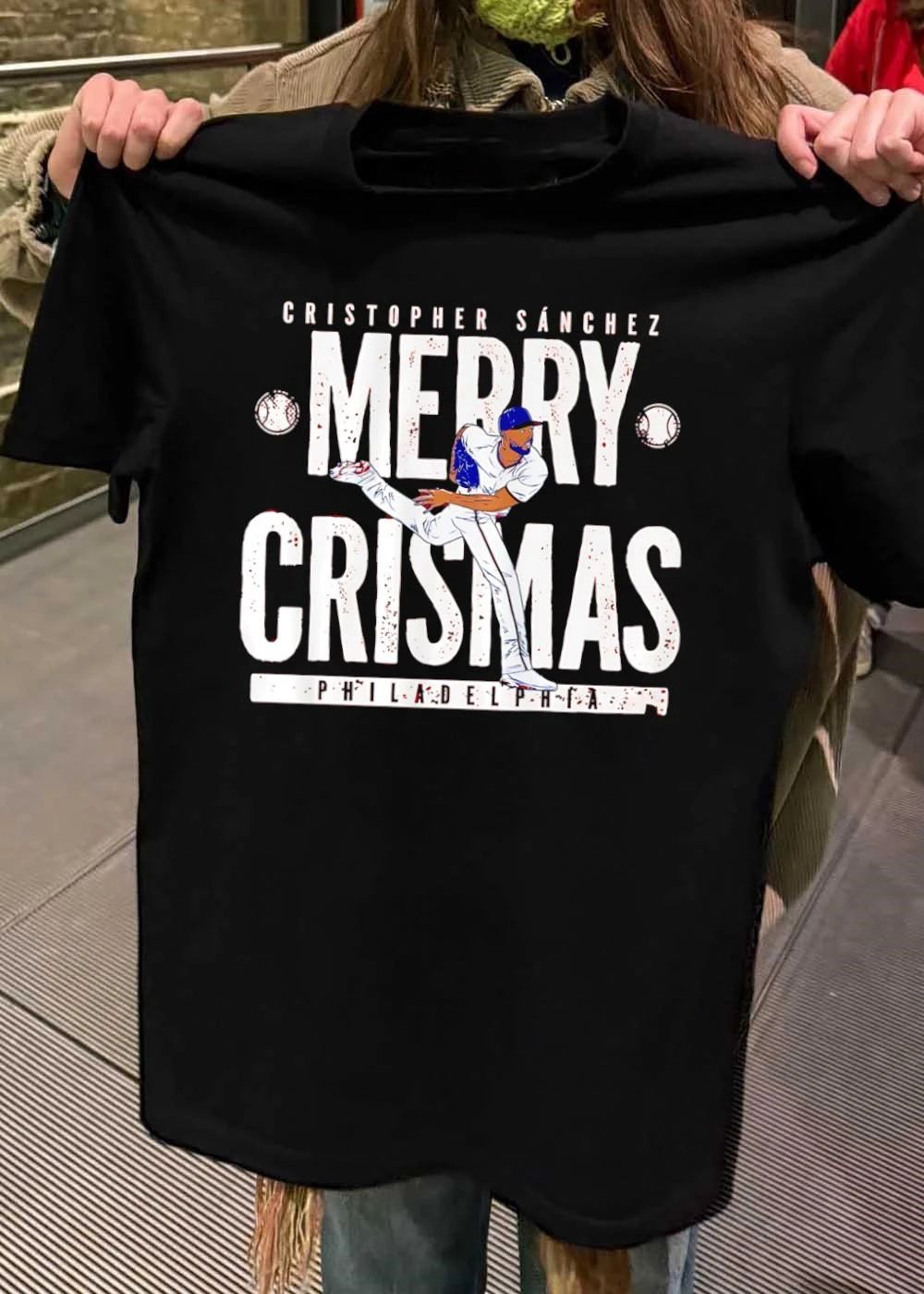 Philadelphia Phillies Cristopher Sanchez Merry - Adult & Kids T-Shirts, Sweatshirts & Hoodies apparel design preview 2