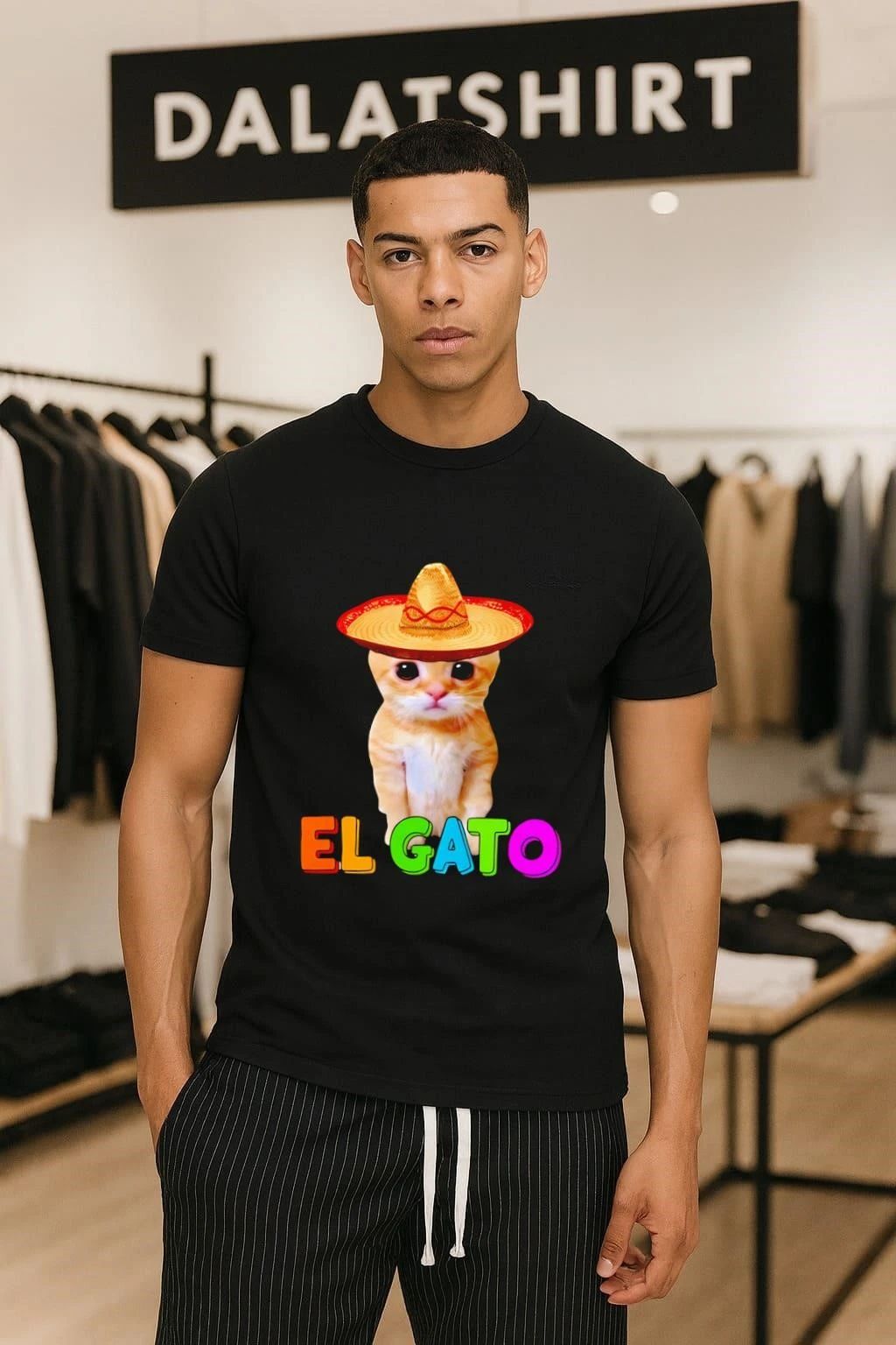 El Gato Cat Wearing Sombrero Hat - Adult & Kids T-Shirts, Sweatshirts & Hoodies apparel design preview 1