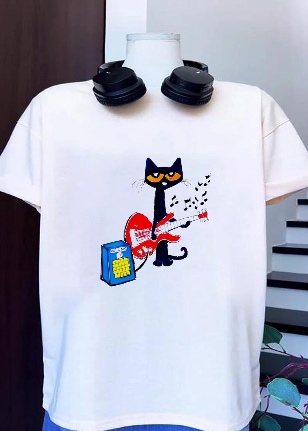 Pete The Cat Playing Red Guitar Volume Music - Adult & Kids T-Shirts, Sweatshirts & Hoodies apparel design preview 1