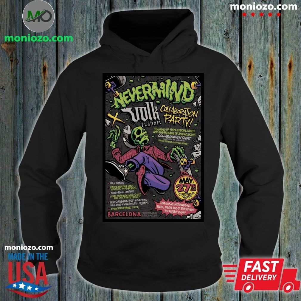 NEVERMIND VOLK Barcelona May 27 2026 Poster - Adult & Kids T-Shirts, Sweatshirts & Hoodies apparel design preview 2
