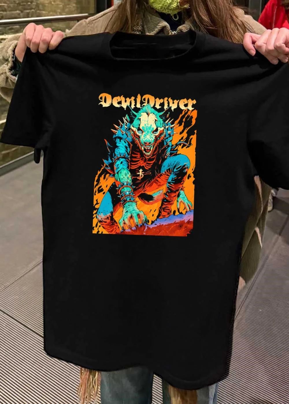 DevilDriver Skeletal Spiked Wolf Flames - Adult & Kids T-Shirts, Sweatshirts & Hoodies apparel design preview 2