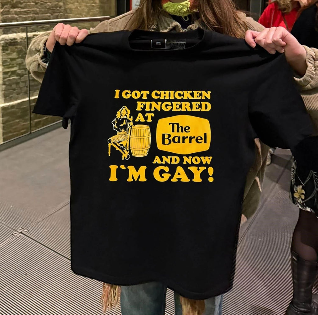 I got chicken fingered at the Barrel and now i'm Gay - Adult & Kids T-Shirts, Sweatshirts & Hoodies apparel design preview 2