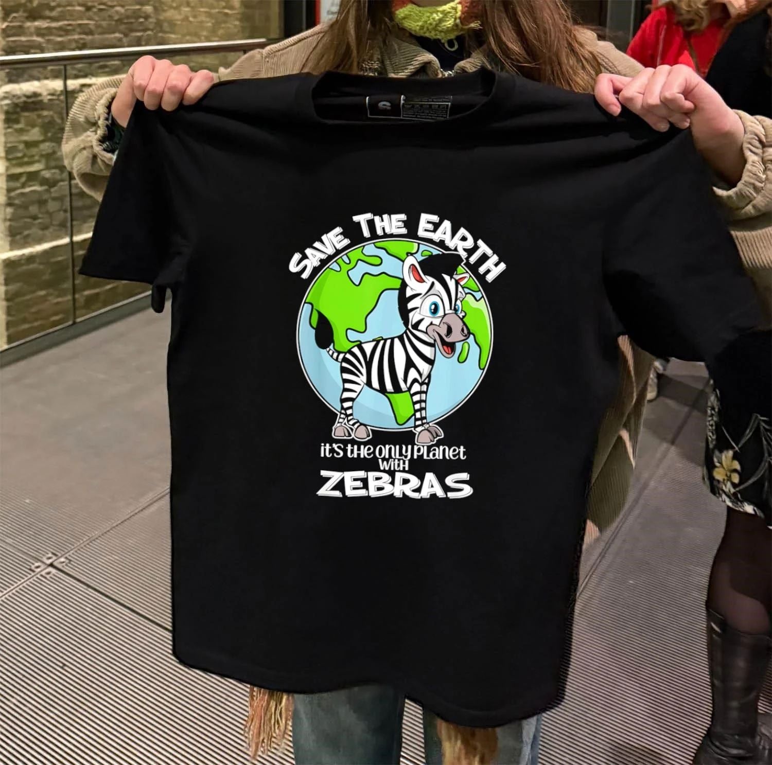 Save the Earth It's Only Planet With Zebras Cute - Adult & Kids T-Shirts, Sweatshirts & Hoodies apparel design preview 2