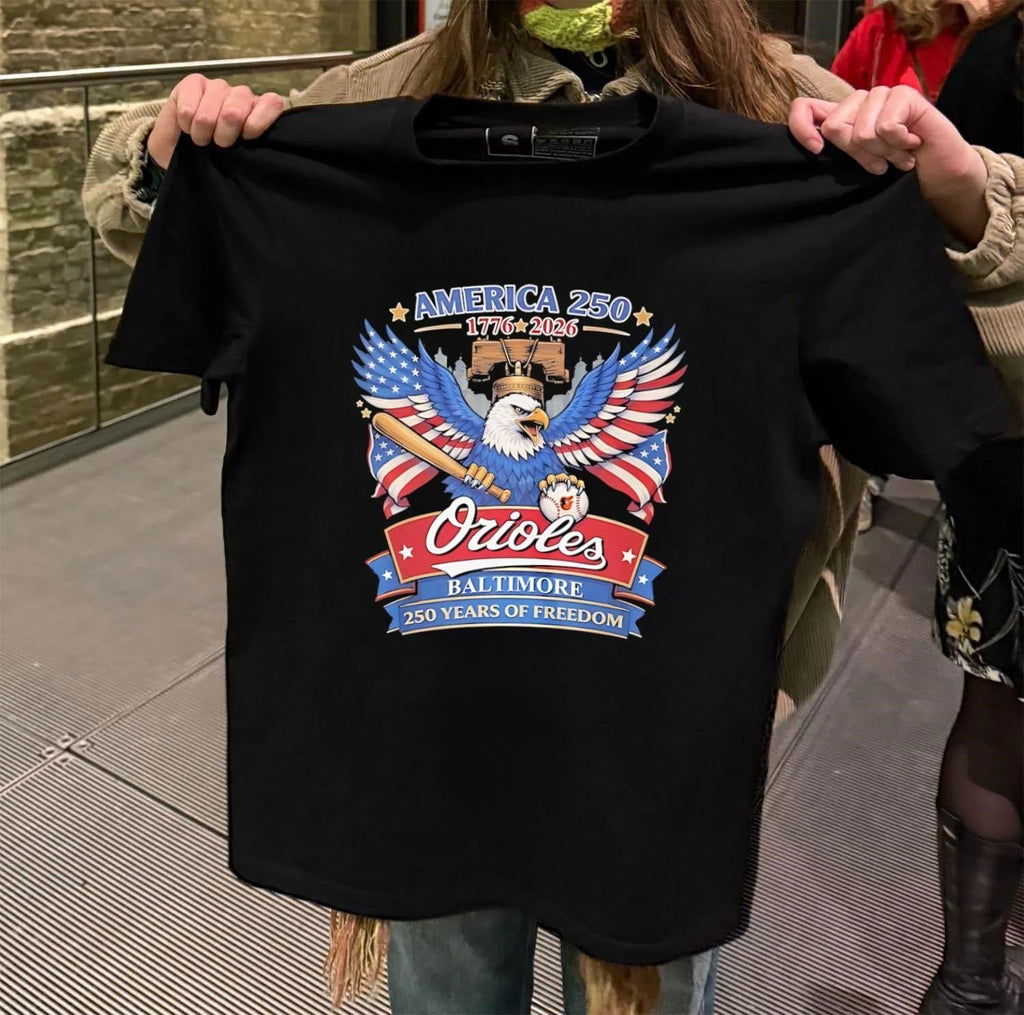 Baltimore Orioles America 250th anniversary 1776–2026 - Adult & Kids T-Shirts, Sweatshirts & Hoodies apparel design preview 2