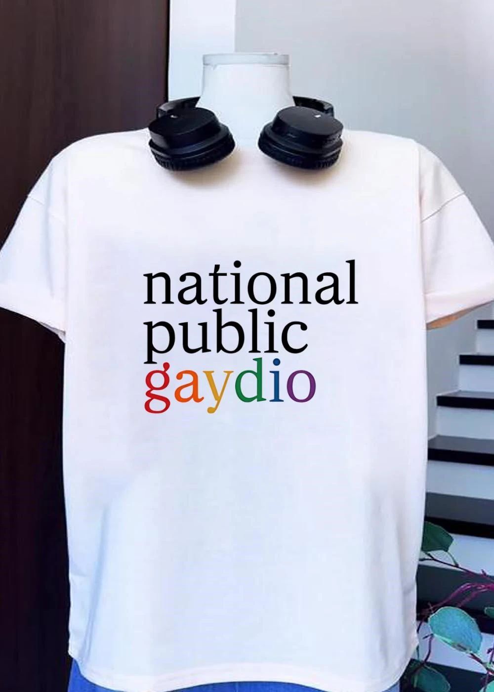 National Public Gaydio LGBTQ+ Pride Rainbow NPR - Adult & Kids T-Shirts, Sweatshirts & Hoodies apparel design preview 1