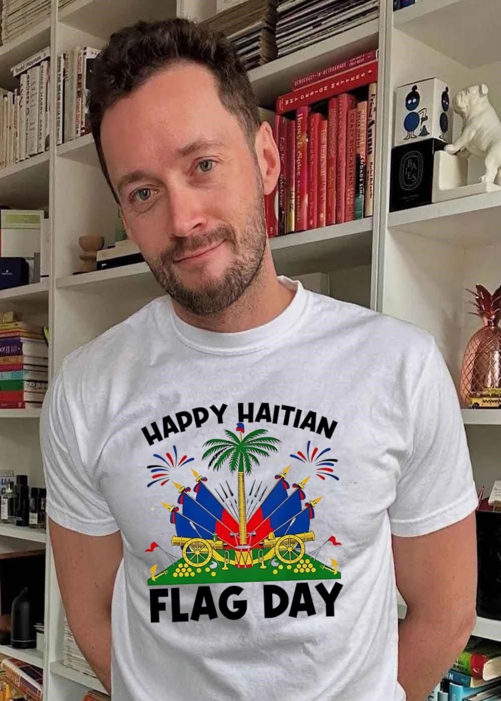 Happy Haitian Flag Day Coat Of Arms Palm Tree Cannons - Adult & Kids T-Shirts, Sweatshirts & Hoodies apparel design preview 2