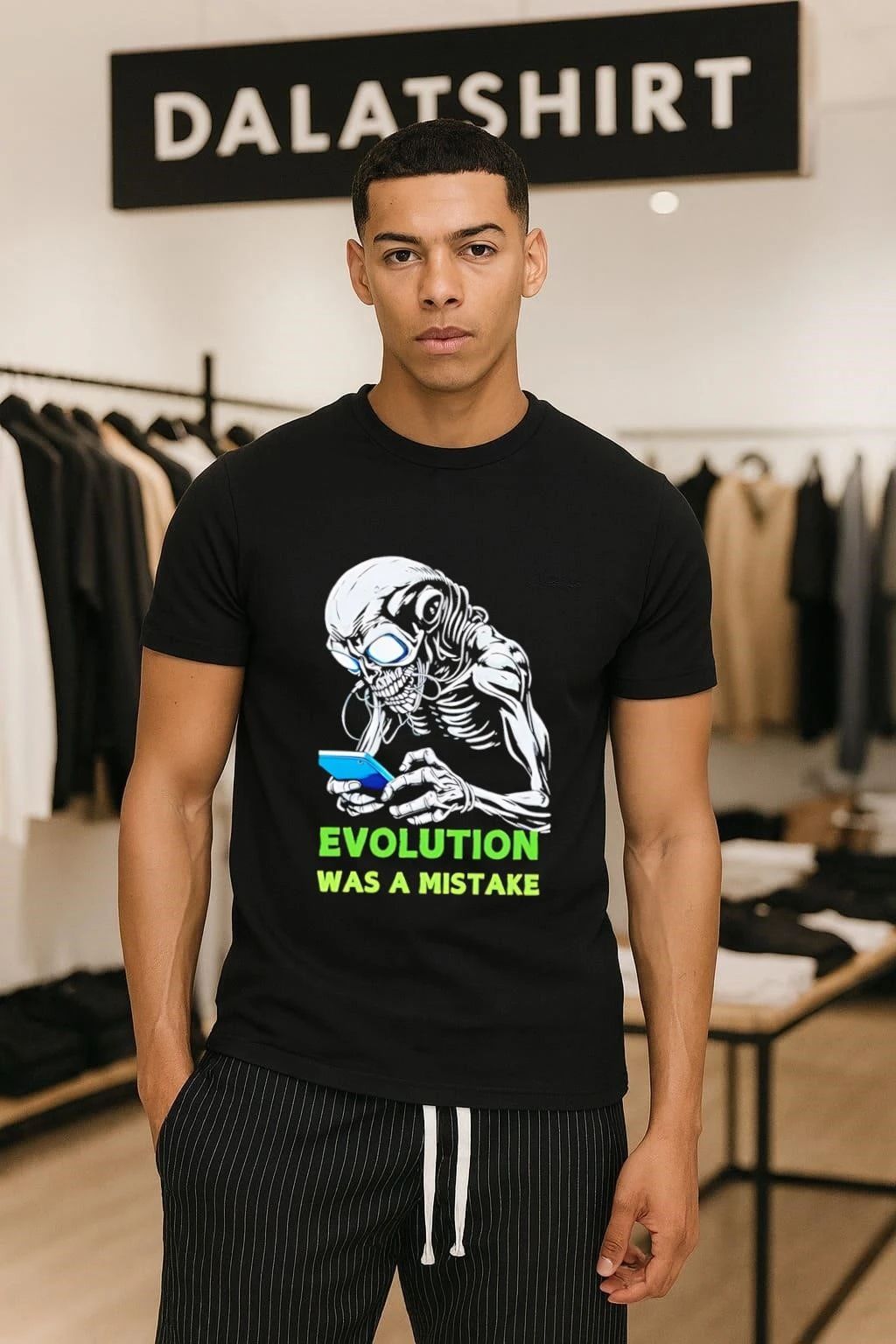 Evolution Was A Mistake Skeleton Zombie - Adult & Kids T-Shirts, Sweatshirts & Hoodies apparel design preview 1