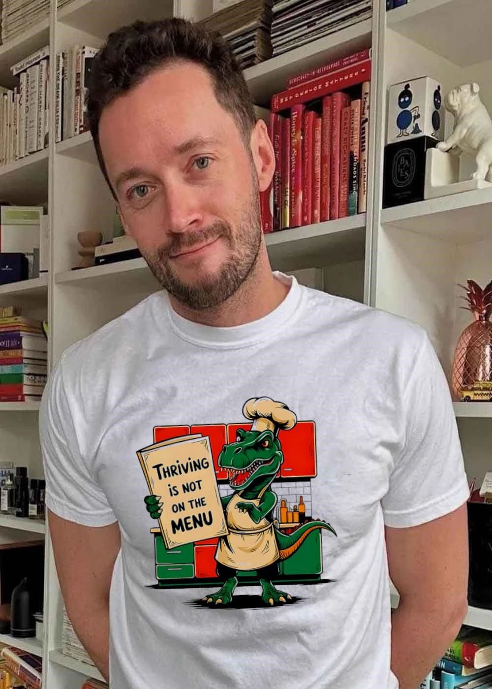 Thriving Is Not On The Menu Dinosaur Chef - Adult & Kids T-Shirts, Sweatshirts & Hoodies apparel design preview 2
