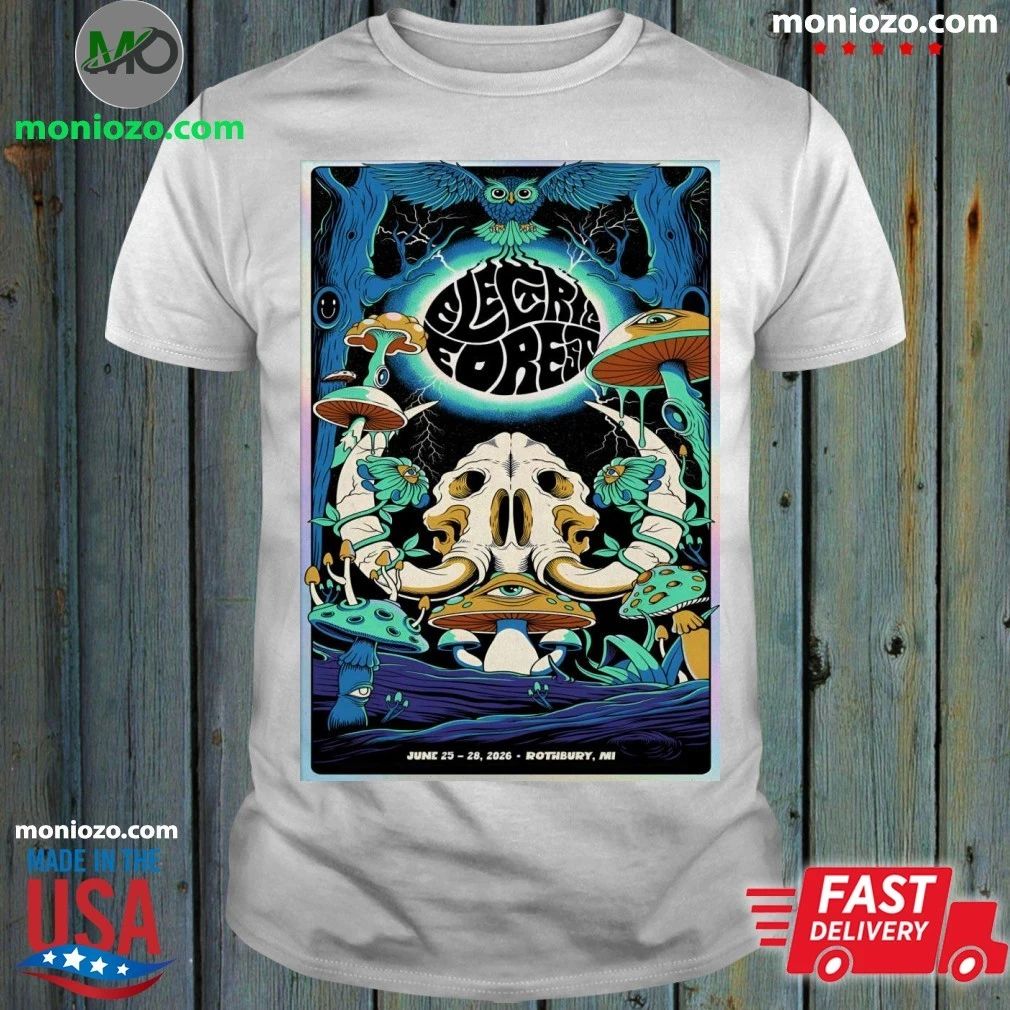 Electric Forest Rothbury MI June 25-28 2026 Poster - Adult & Kids T-Shirts, Sweatshirts & Hoodies apparel design preview 1