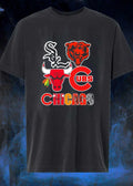 Chicago Sports Team Logos With City Wordmark - Adult & Kids T-Shirts, Sweatshirts & Hoodies apparel design preview 1