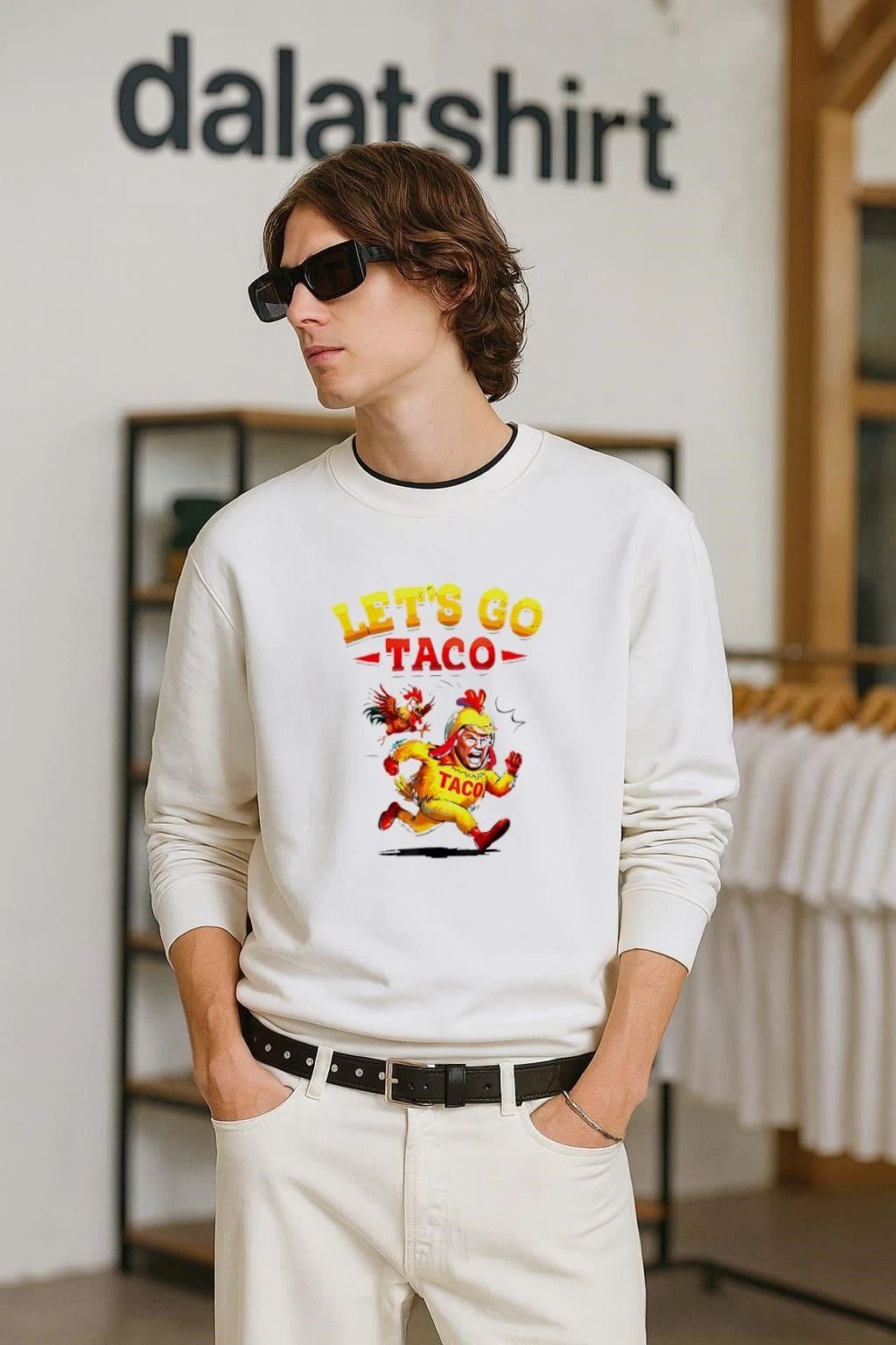 Funny Lets Go Taco Trump Always Chickens Out - Adult & Kids T-Shirts, Sweatshirts & Hoodies apparel design preview 2