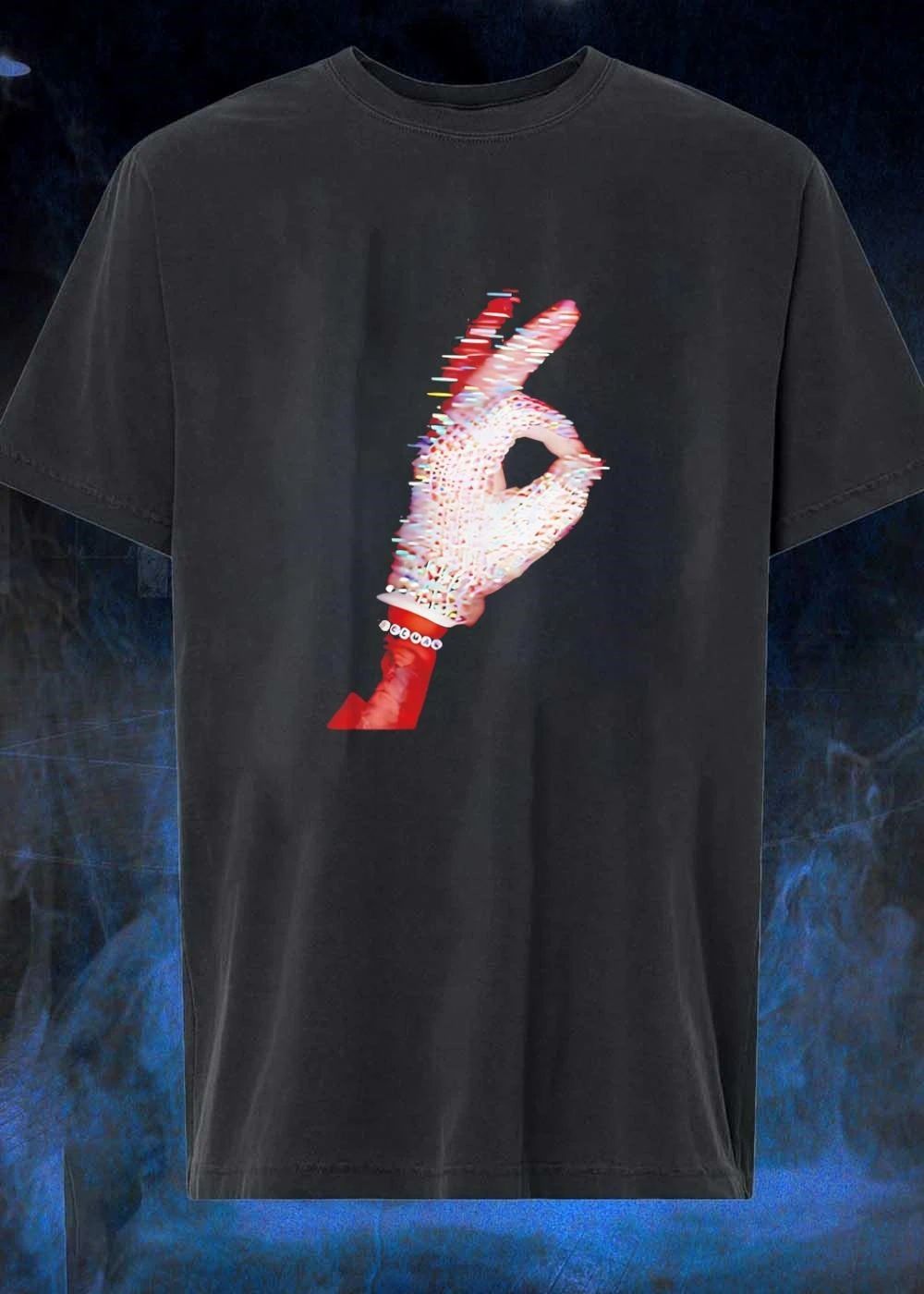 Michael Jackson Crystal Glove Peace Sign Glitch - Adult & Kids T-Shirts, Sweatshirts & Hoodies apparel design preview 1