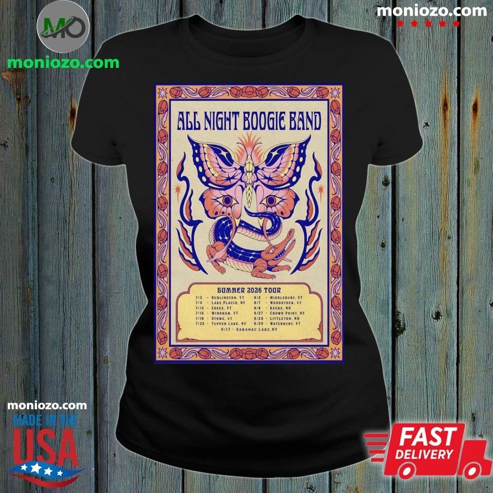 Original All Night Boogie Band Tour Summer 2026 - Adult & Kids T-Shirts, Sweatshirts & Hoodies apparel design preview 1