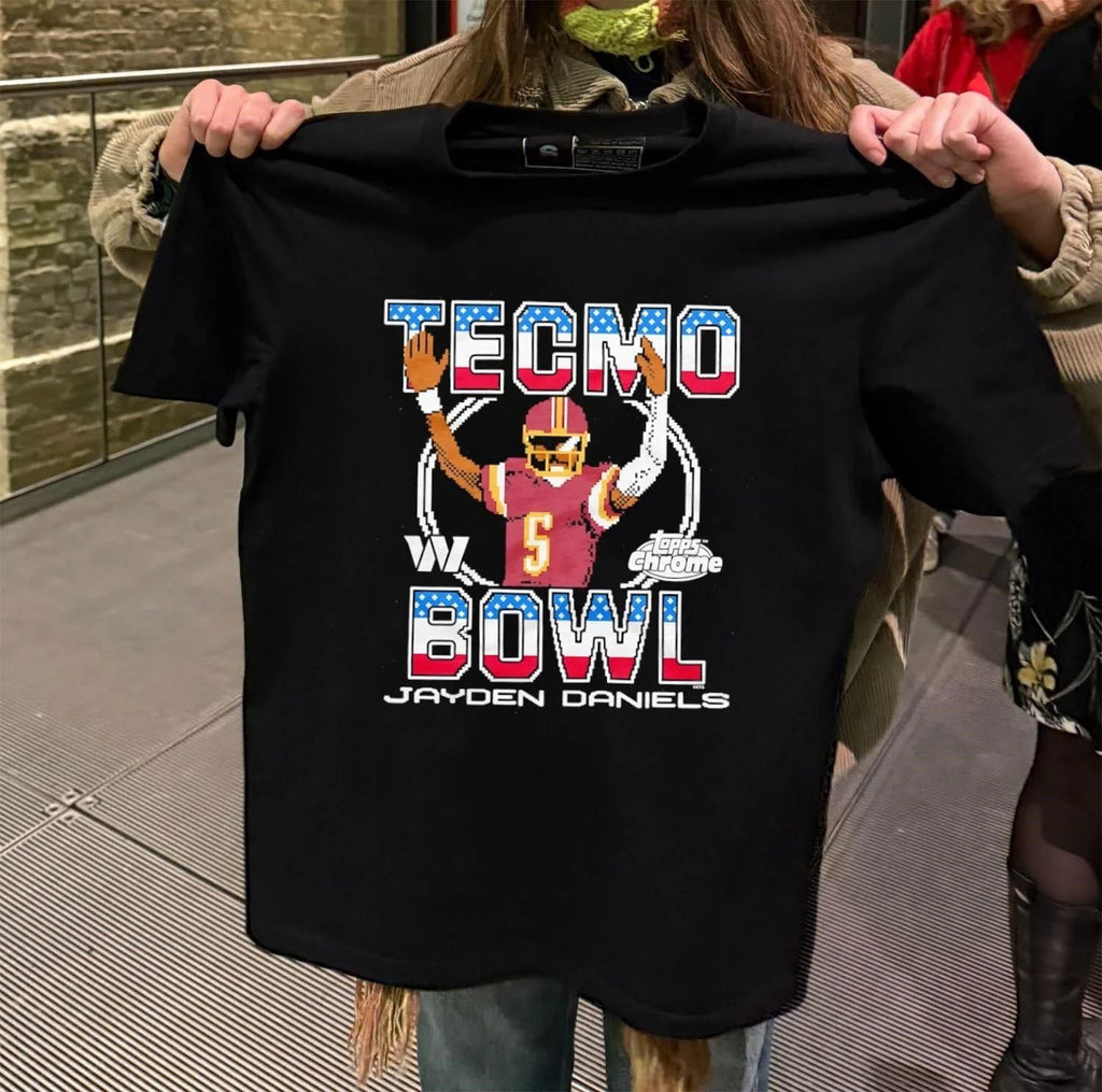 Tecmo Bowl x Topps Chrome Commanders Jayden Daniels - Adult & Kids T-Shirts, Sweatshirts & Hoodies apparel design preview 2