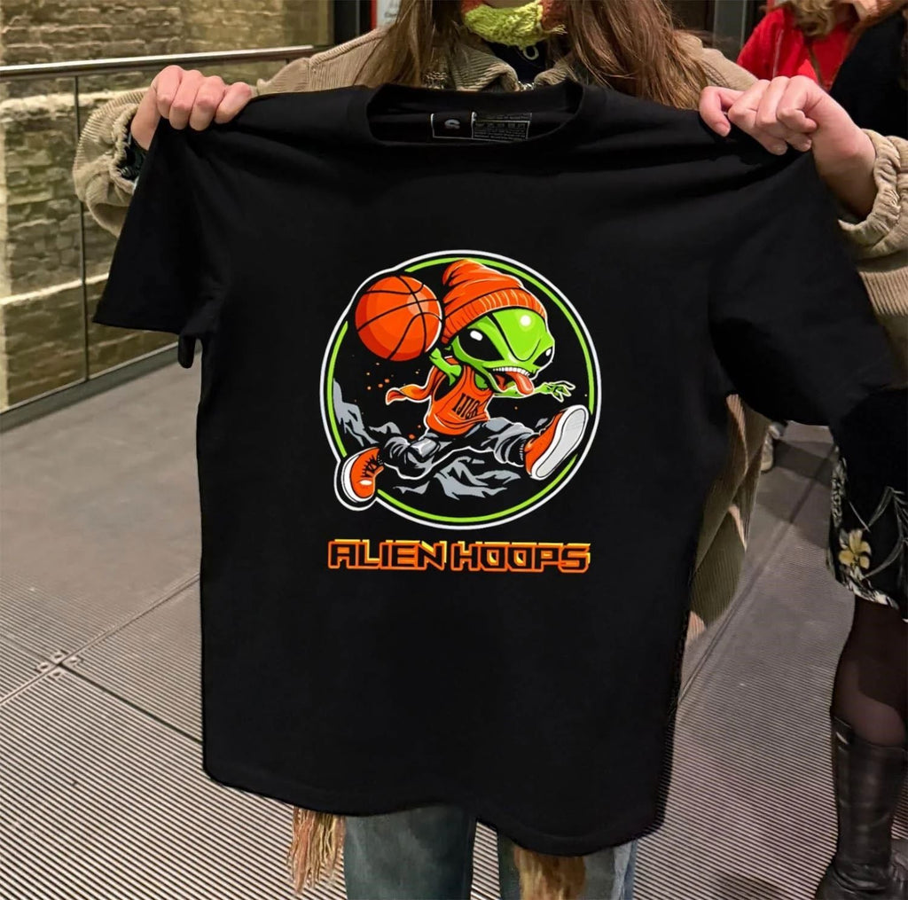 Alien Hoops Basketball - Adult & Kids T-Shirts, Sweatshirts & Hoodies apparel design preview 2