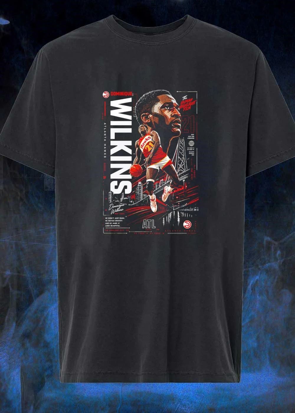 Dominique Wilkins The Human Highlight Film Atlanta - Adult & Kids T-Shirts, Sweatshirts & Hoodies apparel design preview 1