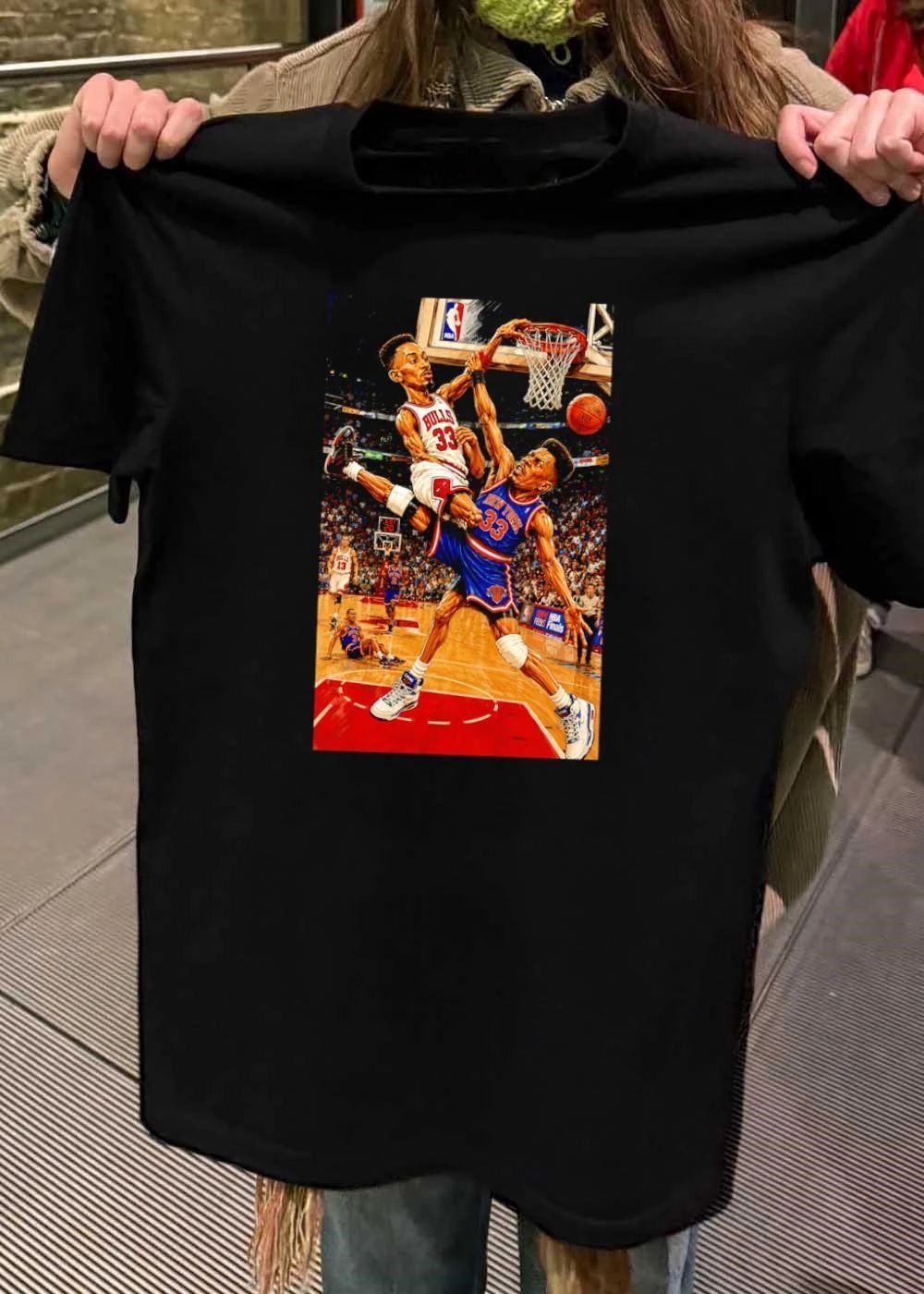 Scottie Pippen Stepping Over Patrick Ewing Bulls - Adult & Kids T-Shirts, Sweatshirts & Hoodies apparel design preview 2