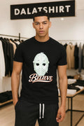 White Hockey Goal Keeper Mask Believe Sports - Adult & Kids T-Shirts, Sweatshirts & Hoodies apparel design preview 1