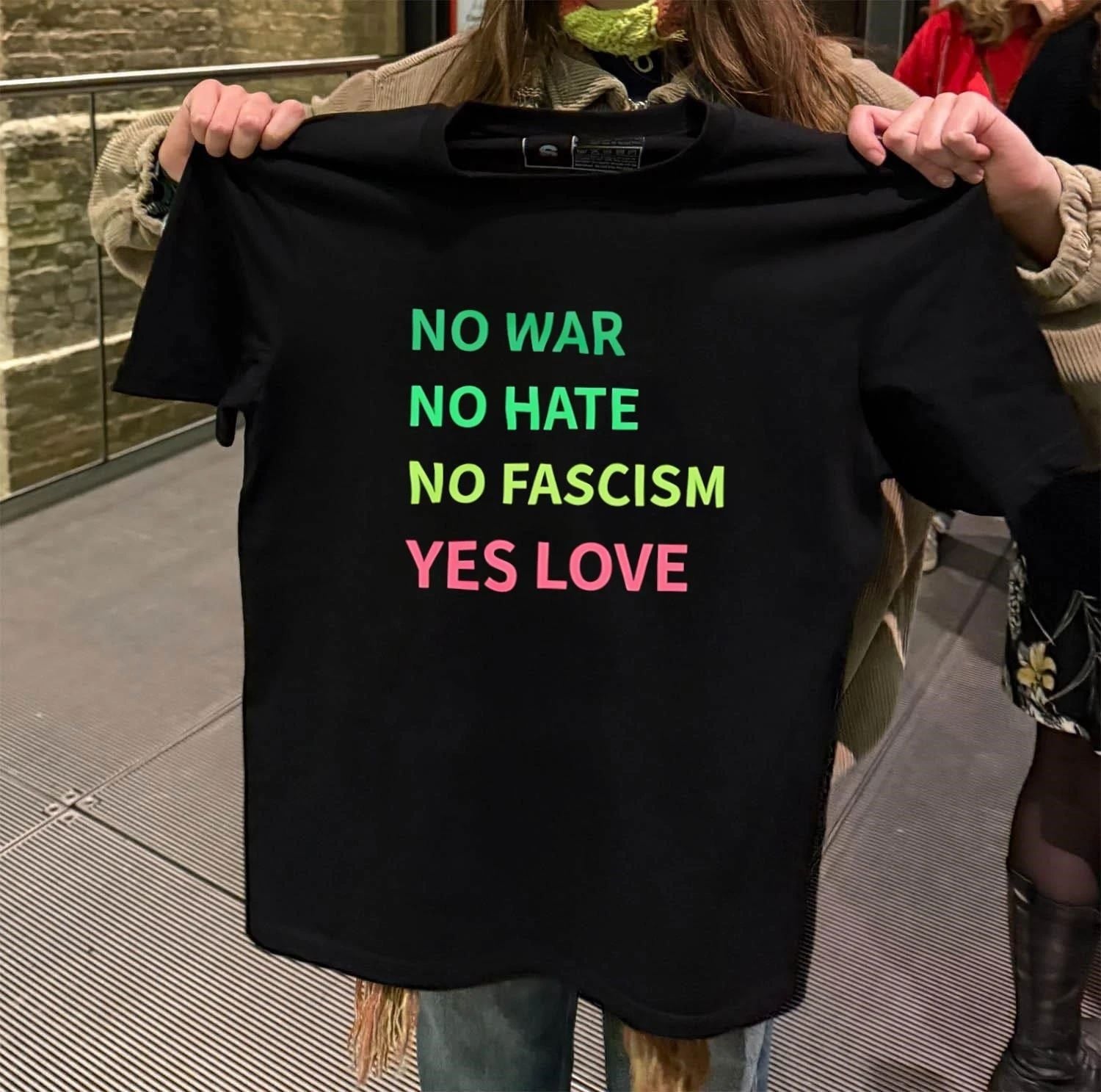No War Hate Fascism Yes Love - Adult & Kids T-Shirts, Sweatshirts & Hoodies apparel design preview 2