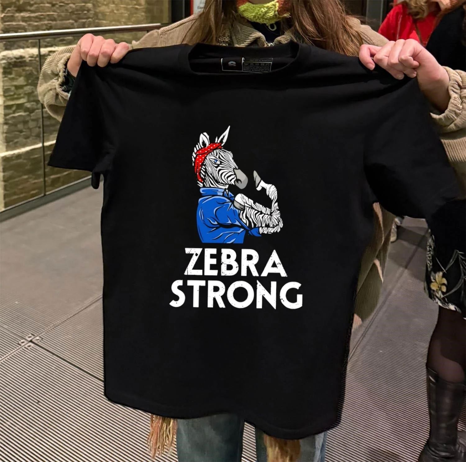 Rosie the Riveter Zebra Strong - Adult & Kids T-Shirts, Sweatshirts & Hoodies apparel design preview 2