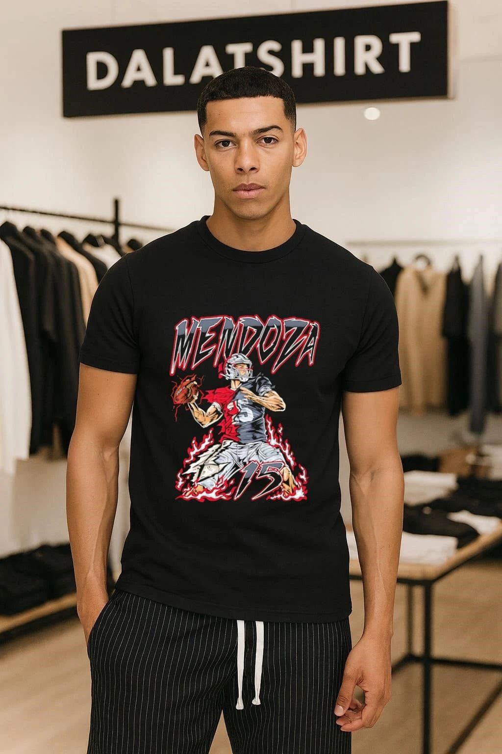 Mendoza 15 American Football Quarterback Throwing - Adult & Kids T-Shirts, Sweatshirts & Hoodies apparel design preview 1