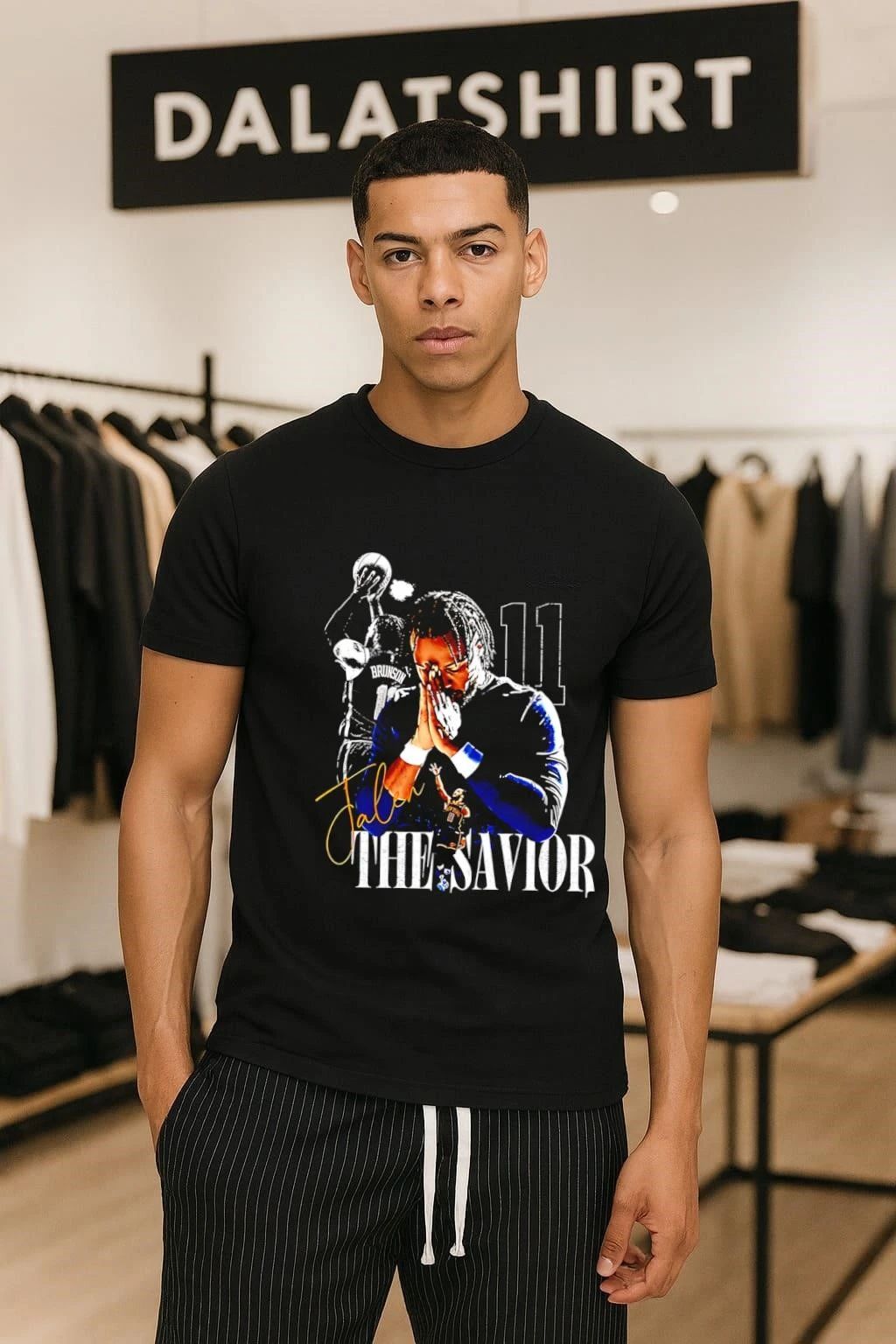 Jalen Brunson The Savior Number 11 New York - Adult & Kids T-Shirts, Sweatshirts & Hoodies apparel design preview 1