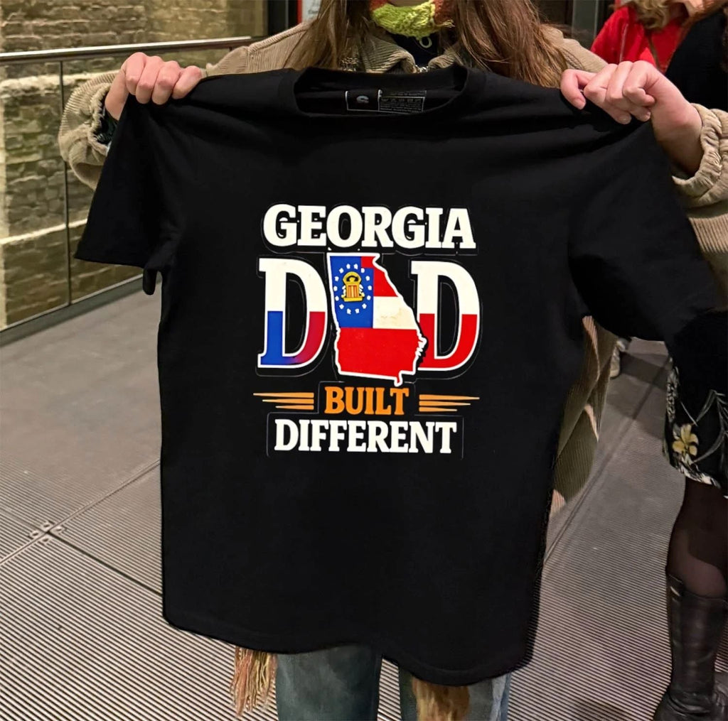Georgia Dad Built Different Flag State Shape - Adult & Kids T-Shirts, Sweatshirts & Hoodies apparel design preview 2