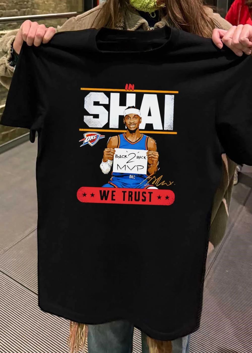 Shai Gilgeous-Alexander Okc Thunder In We Trust Back - Adult & Kids T-Shirts, Sweatshirts & Hoodies apparel design preview 2