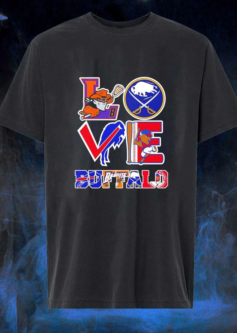 Buffalo Sports Teams Love Logo - Adult & Kids T-Shirts, Sweatshirts & Hoodies apparel design preview 1
