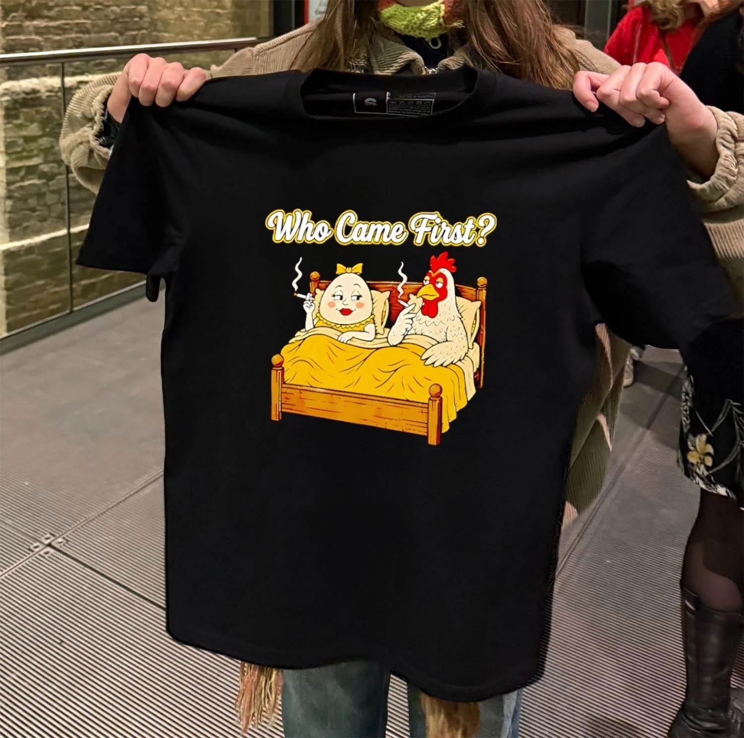 Who Came First Chicken Or Egg Funny - Adult & Kids T-Shirts, Sweatshirts & Hoodies apparel design preview 2