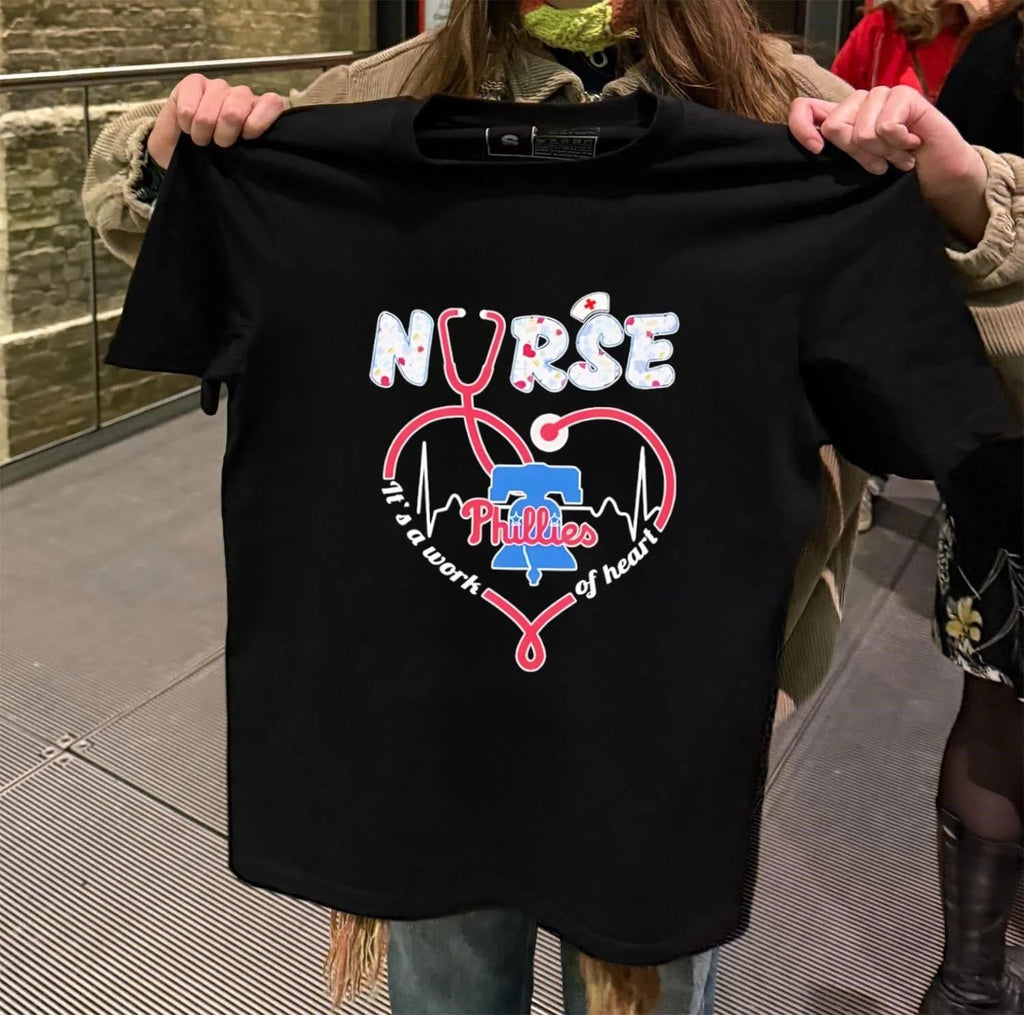 Philadelphia phillies nurse it's a work of heart - Adult & Kids T-Shirts, Sweatshirts & Hoodies apparel design preview 2