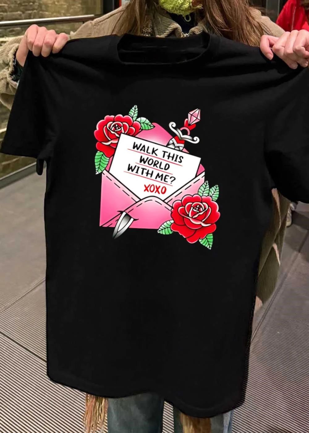 Walk This World With Me XOXO Tattoo Letter Envelope - Adult & Kids T-Shirts, Sweatshirts & Hoodies apparel design preview 2