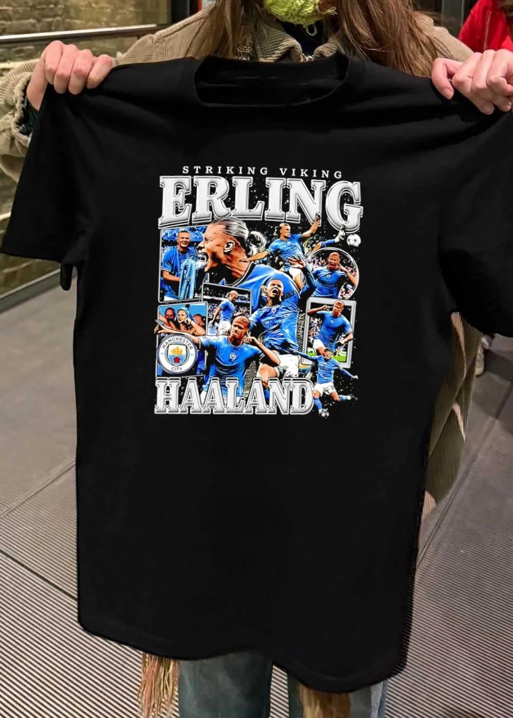 Erling Haaland Manchester City Striking Viking - Adult & Kids T-Shirts, Sweatshirts & Hoodies apparel design preview 2