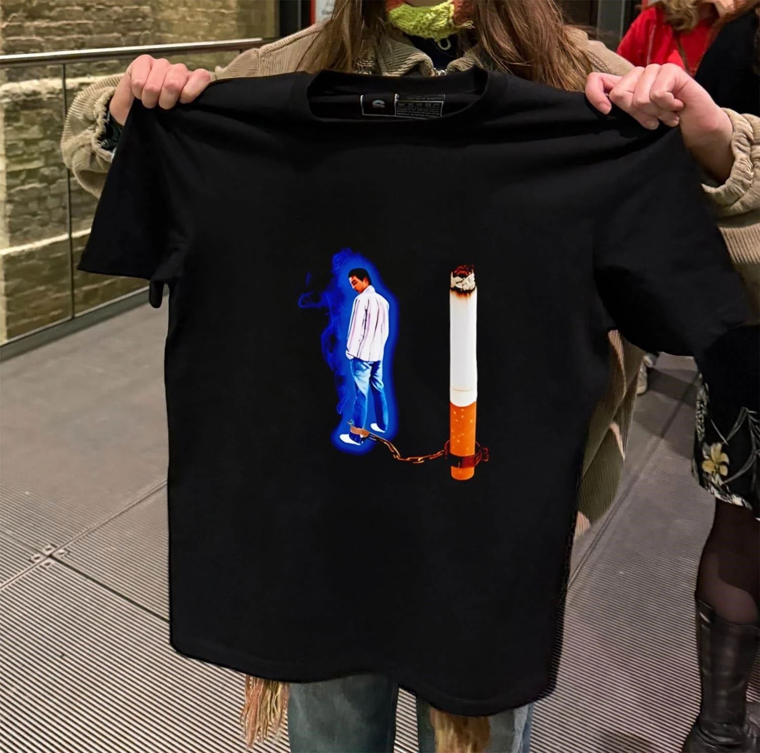 Burning Cigarette Man in Chains - Adult & Kids T-Shirts, Sweatshirts & Hoodies apparel design preview 2