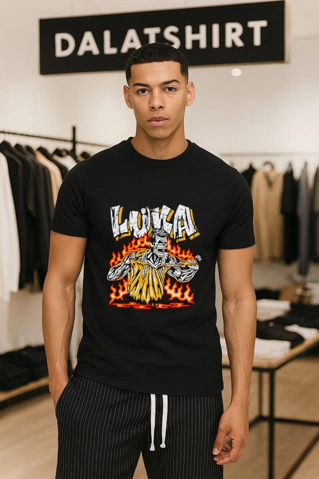Lakers Skeleton Luka fire tear - Adult & Kids T-Shirts, Sweatshirts & Hoodies apparel design preview 1
