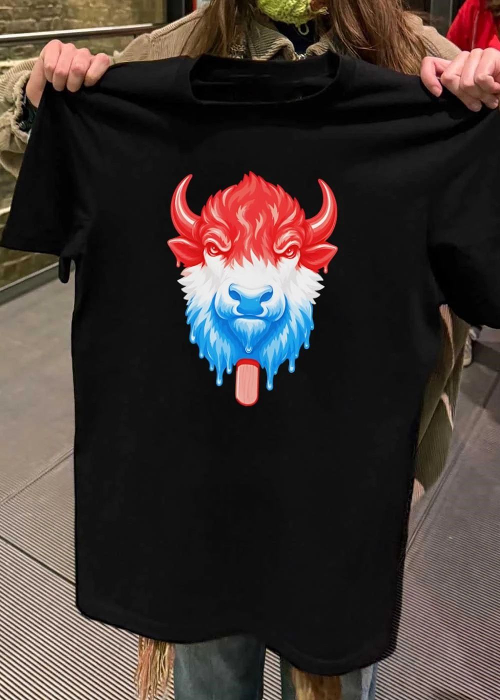 Red White Blue Melting Buffalo Popsicle - Adult & Kids T-Shirts, Sweatshirts & Hoodies apparel design preview 2