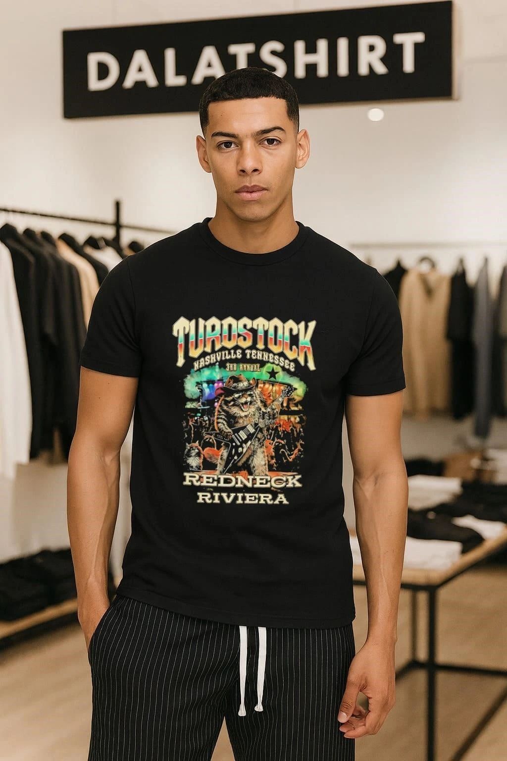 2026 Redneck Riviera Wearing Turdstock cat - Adult & Kids T-Shirts, Sweatshirts & Hoodies apparel design preview 1