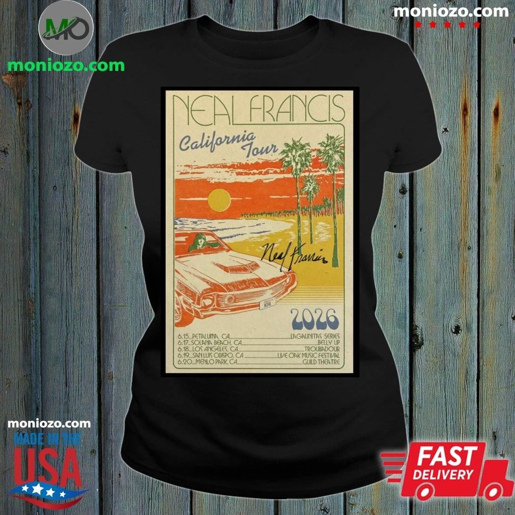 Original Neal Francis California Tour 2026 Signed - Adult & Kids T-Shirts, Sweatshirts & Hoodies apparel design preview 1