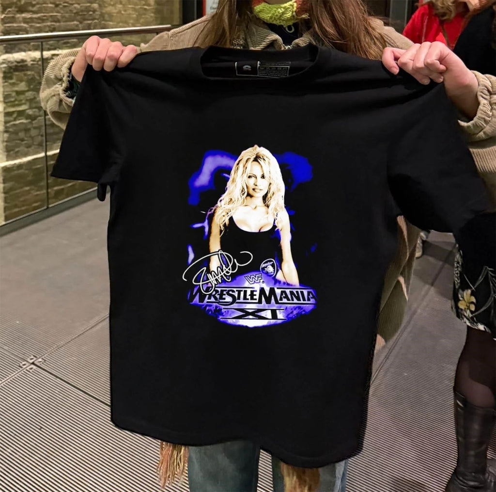 WWF WrestleMania XI Pamela Anderson retro - Adult & Kids T-Shirts, Sweatshirts & Hoodies apparel design preview 2