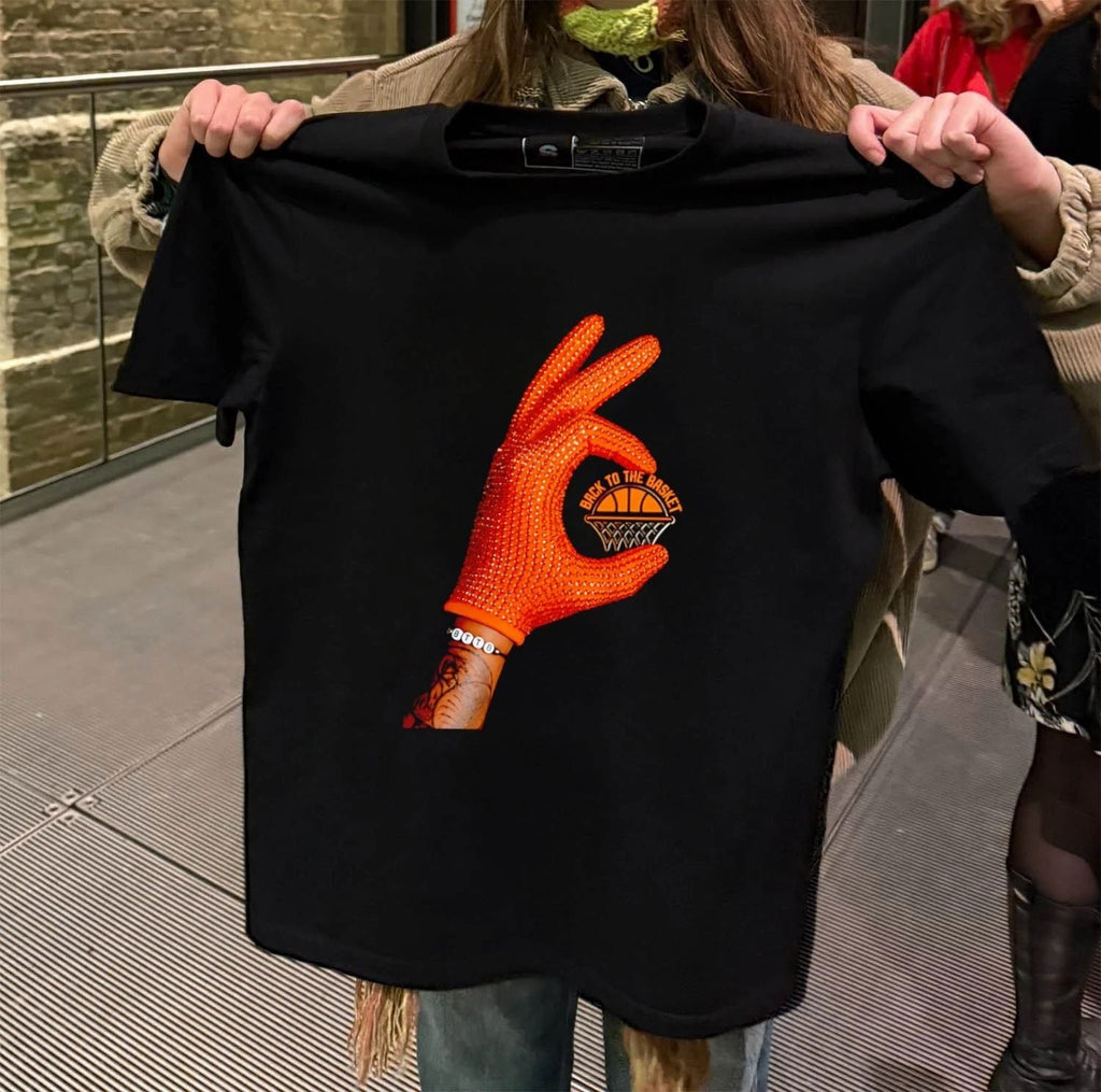 Back To The Basket Orange Rhinestone Glove Basketball - Adult & Kids T-Shirts, Sweatshirts & Hoodies apparel design preview 2