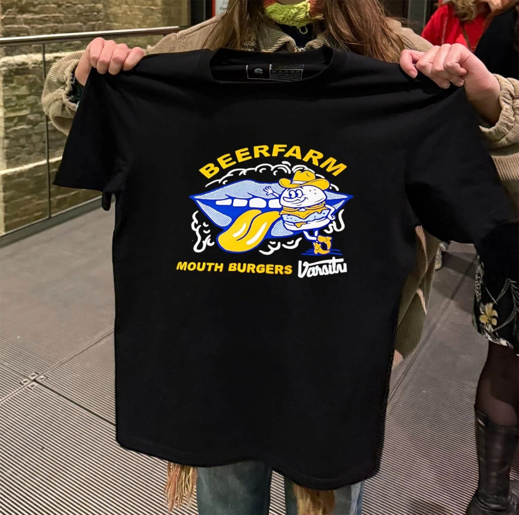 Beerfarm Mouth Burgers Varsity Mascot Cartoon - Adult & Kids T-Shirts, Sweatshirts & Hoodies apparel design preview 2