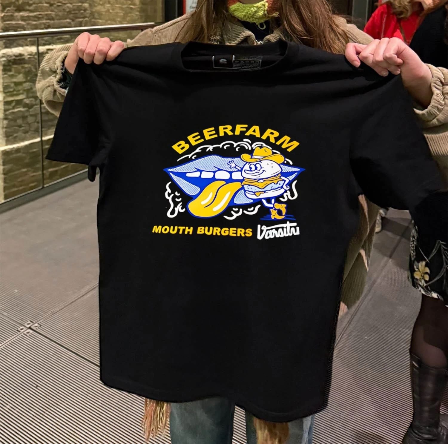 Beerfarm Mouth Burgers Varsity Mascot Cartoon - Adult & Kids T-Shirts, Sweatshirts & Hoodies apparel design preview 2