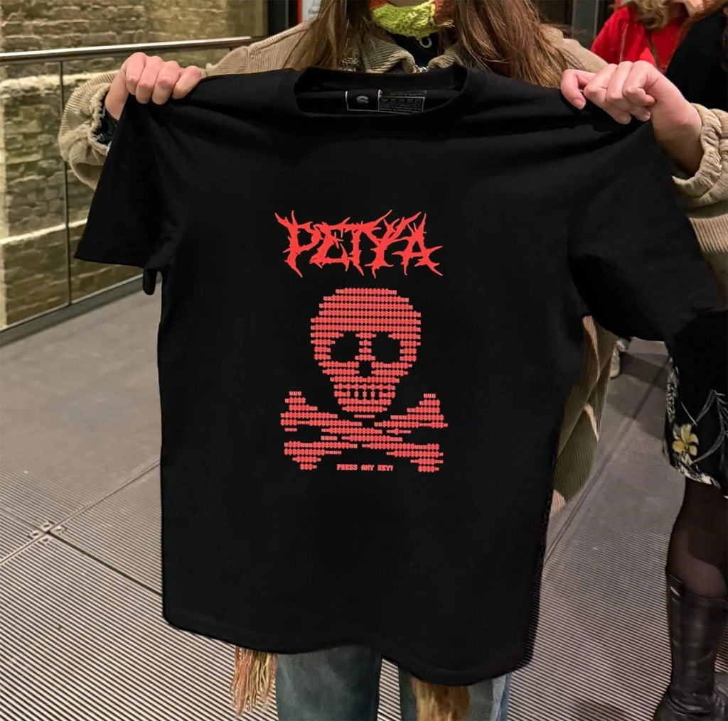 Petya Ransomware Skull and Crossbones Press Any Key - Adult & Kids T-Shirts, Sweatshirts & Hoodies apparel design preview 2